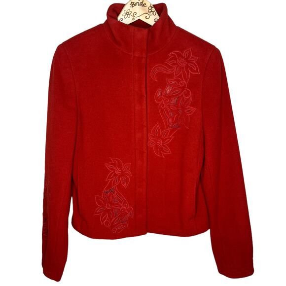Carlisle Red Coat Jacket Wool Blend w/ Cashmere Embroidery EUC Size 2 - Picture 1 of 10